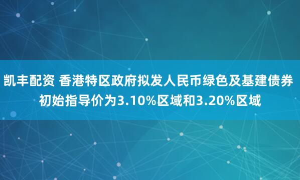 凯丰配资 香港特区政府拟发人民币绿色及基建债券 初始指导价为3.10%区域和3.20%区域