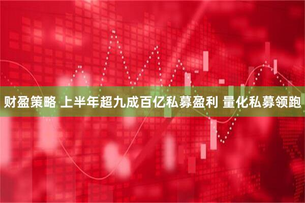 财盈策略 上半年超九成百亿私募盈利 量化私募领跑