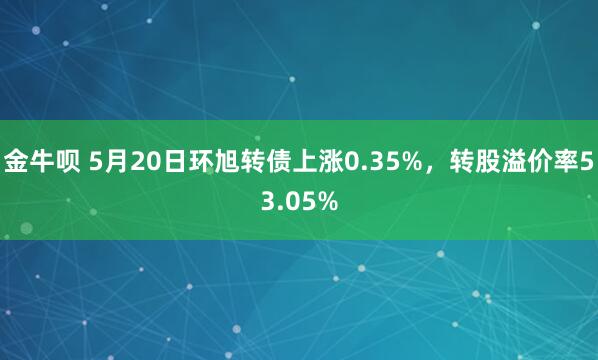 金牛呗 5月20日环旭转债上涨0.35%，转股溢价率53.05%